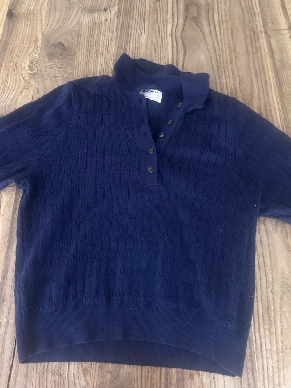 Old Navy Navy Short-Sleeve Knit Polo Sweater Top